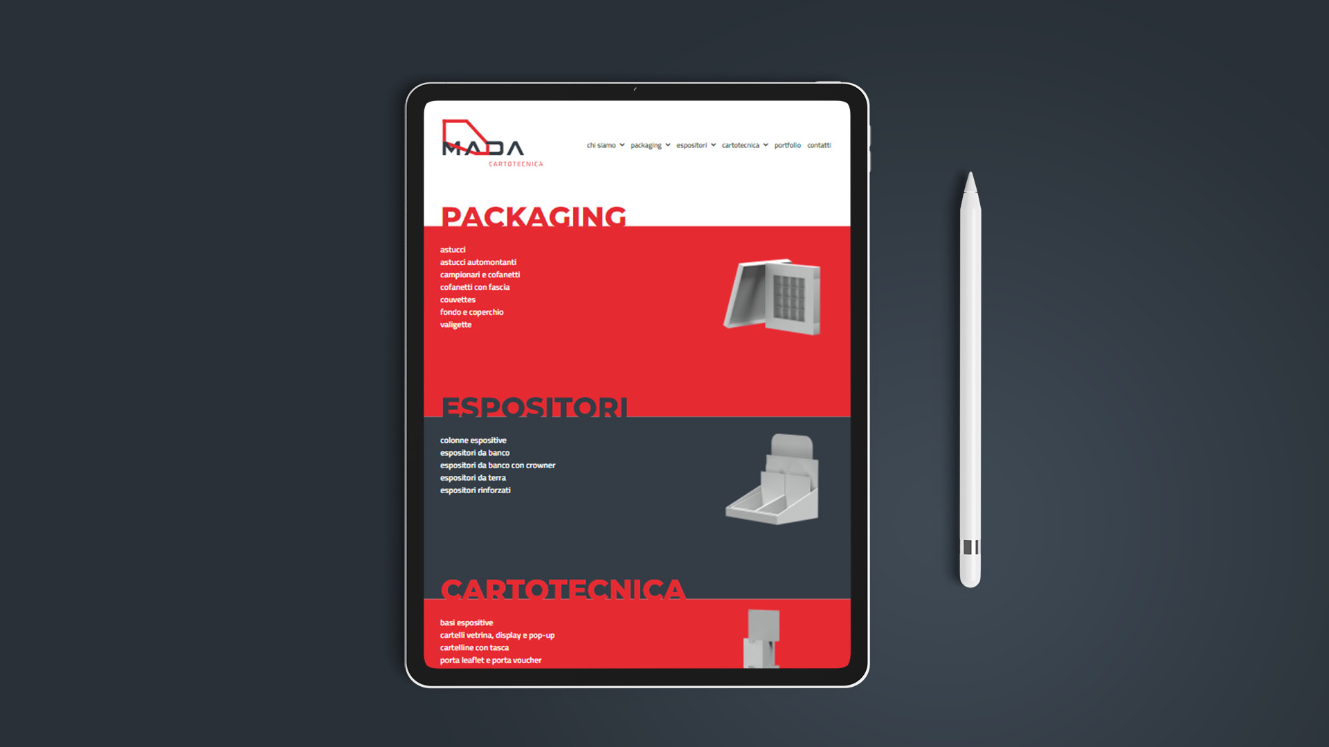 Sito web tablet - MADA Cartotecnica