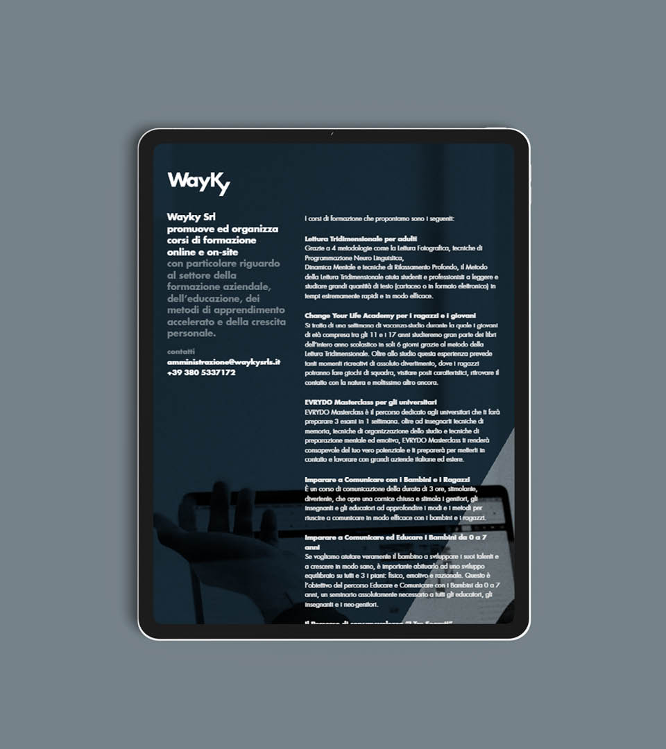 Sito web tablet - Wayky Srl